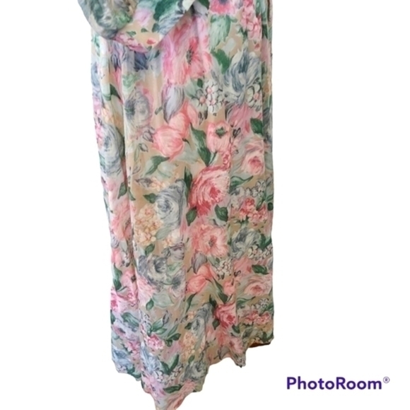 Vintage Kwai Lace Trimmed Exaggerated Collar Floral‎ Full Skirted Dress 60s - Picture 3 of 15